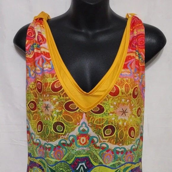 Colorful Boho Drop Crotch Harem Jumpsuit Womens Racerback Festival Yoga Romper L - Picture 4 of 12